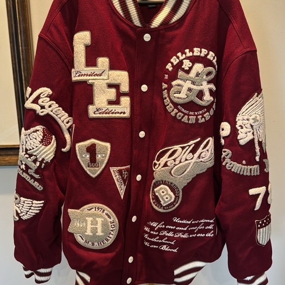 Pelle Pelle limited edition Burgundy Varsity Jacket Vintage and Rare EUC 3XL - Picture 3 of 16